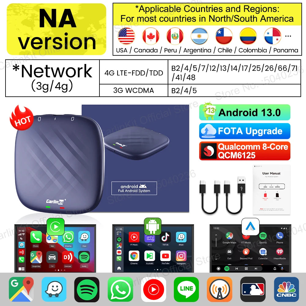 CarlinKit Android 13 AI Box – Wireless CarPlay with Smart TV Power!
