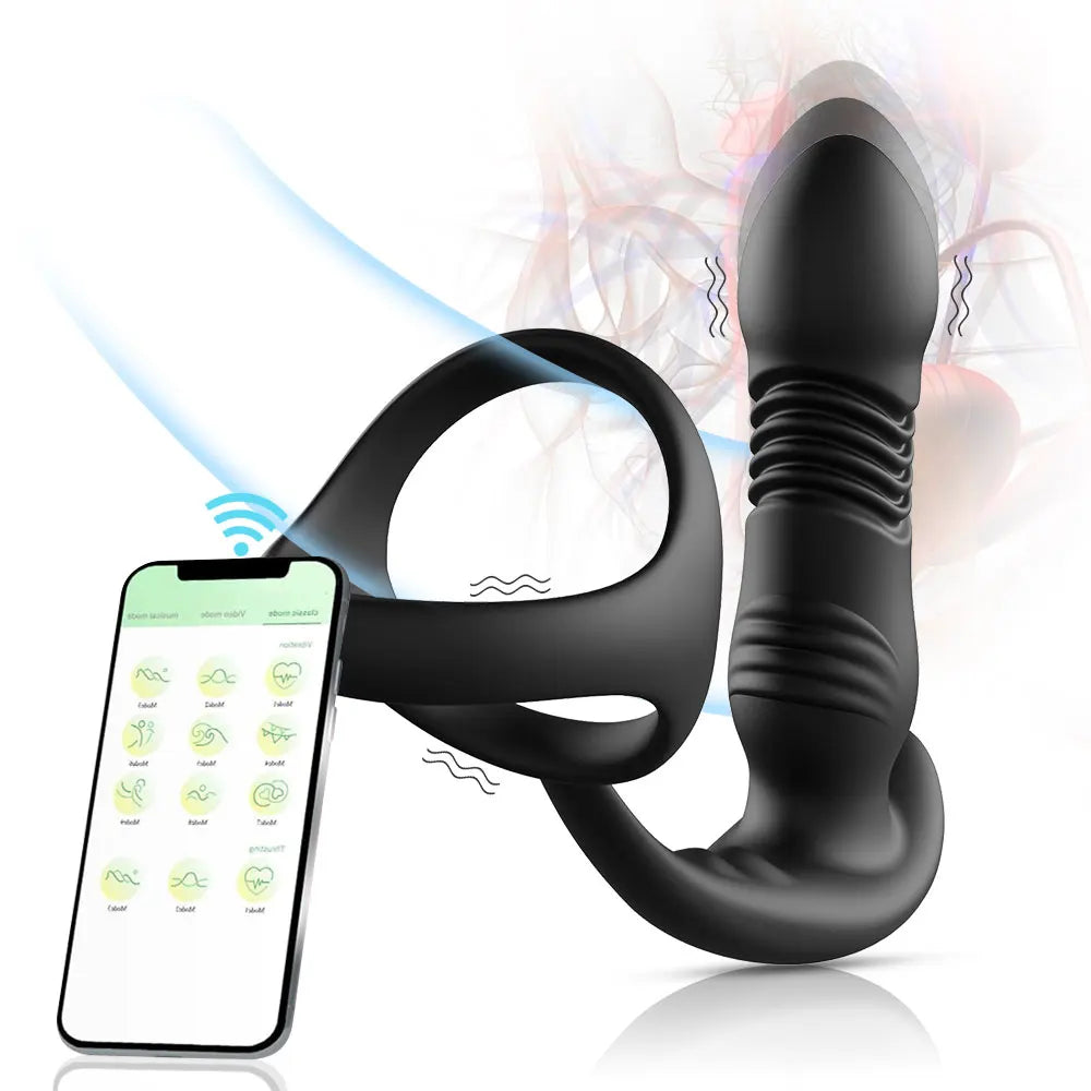 Wireless Thrusting Anal Vibrator with Cock Ring