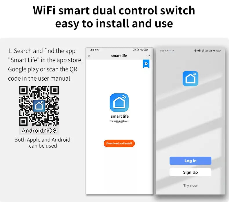WiFi Smart 2-Way Touch Wall Switch – TUYA Compatible