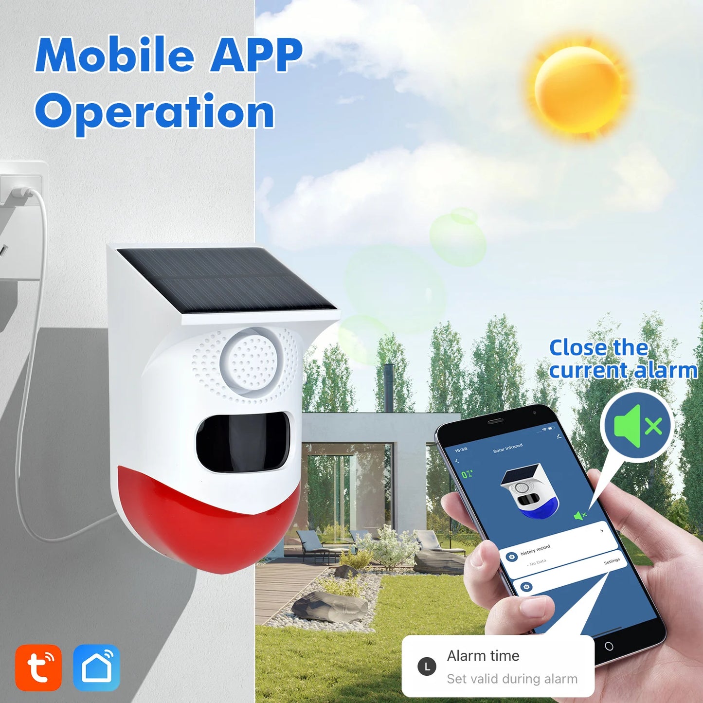 Solar WiFi Outdoor Security Alarm Sensor