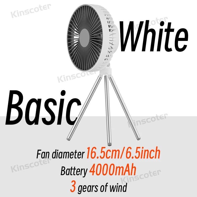 10000mAh Rechargeable Camping Fan with Power Bank