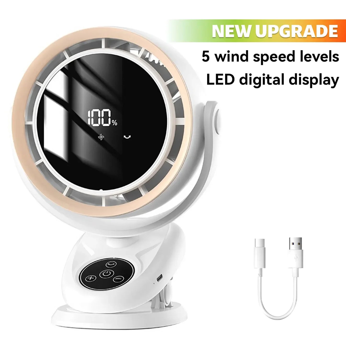 5-Speed Ultra-Quiet Car & Camping Fan