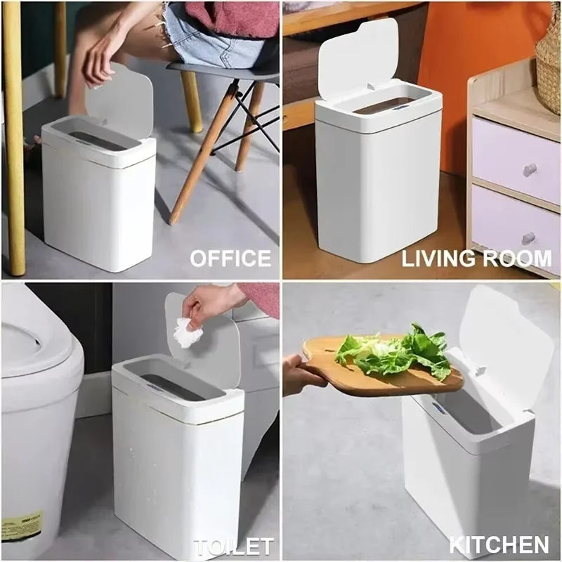 15L White Smart Sensor Trash Can – Auto Bagging