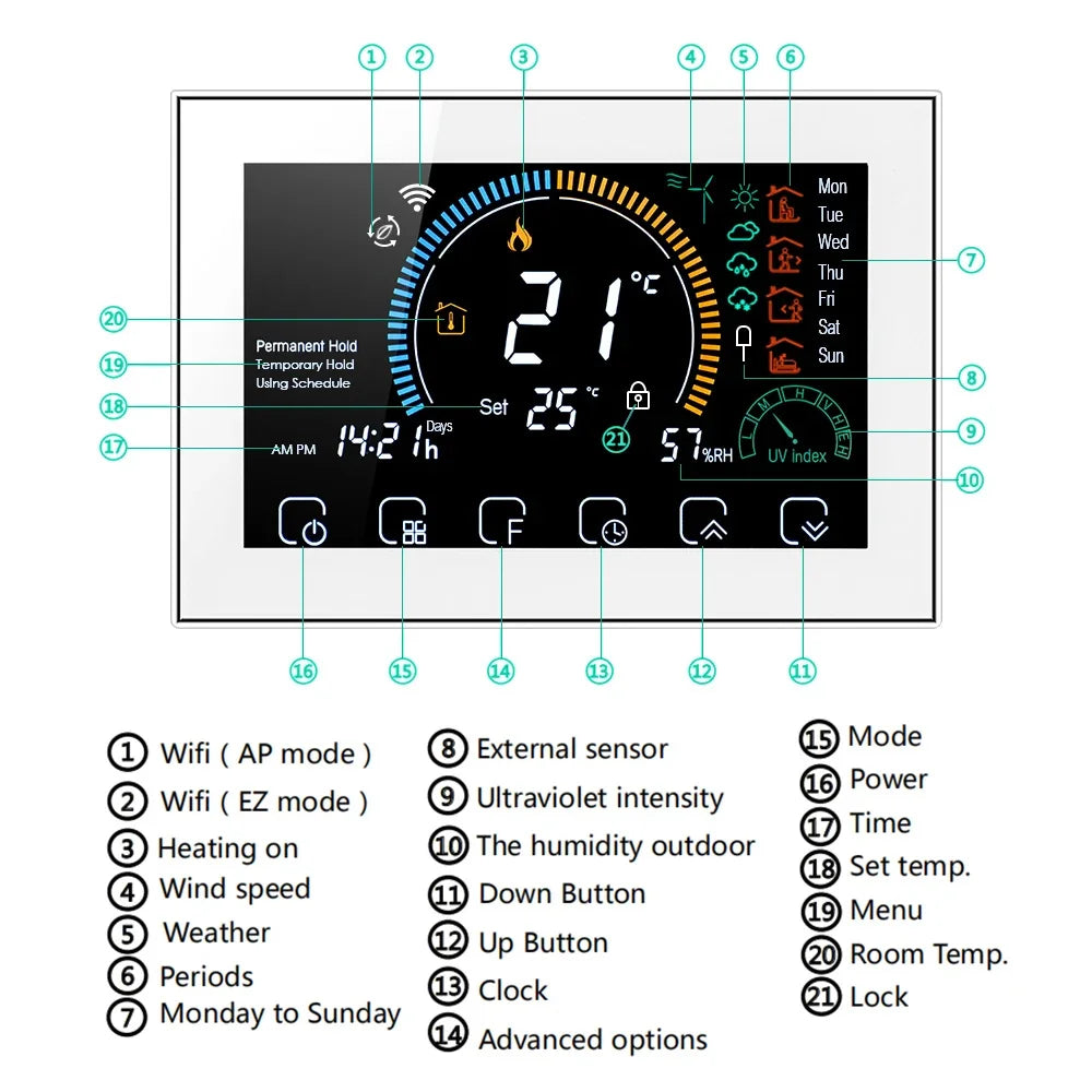 WiFi Smart Colorful Screen Room Thermostat