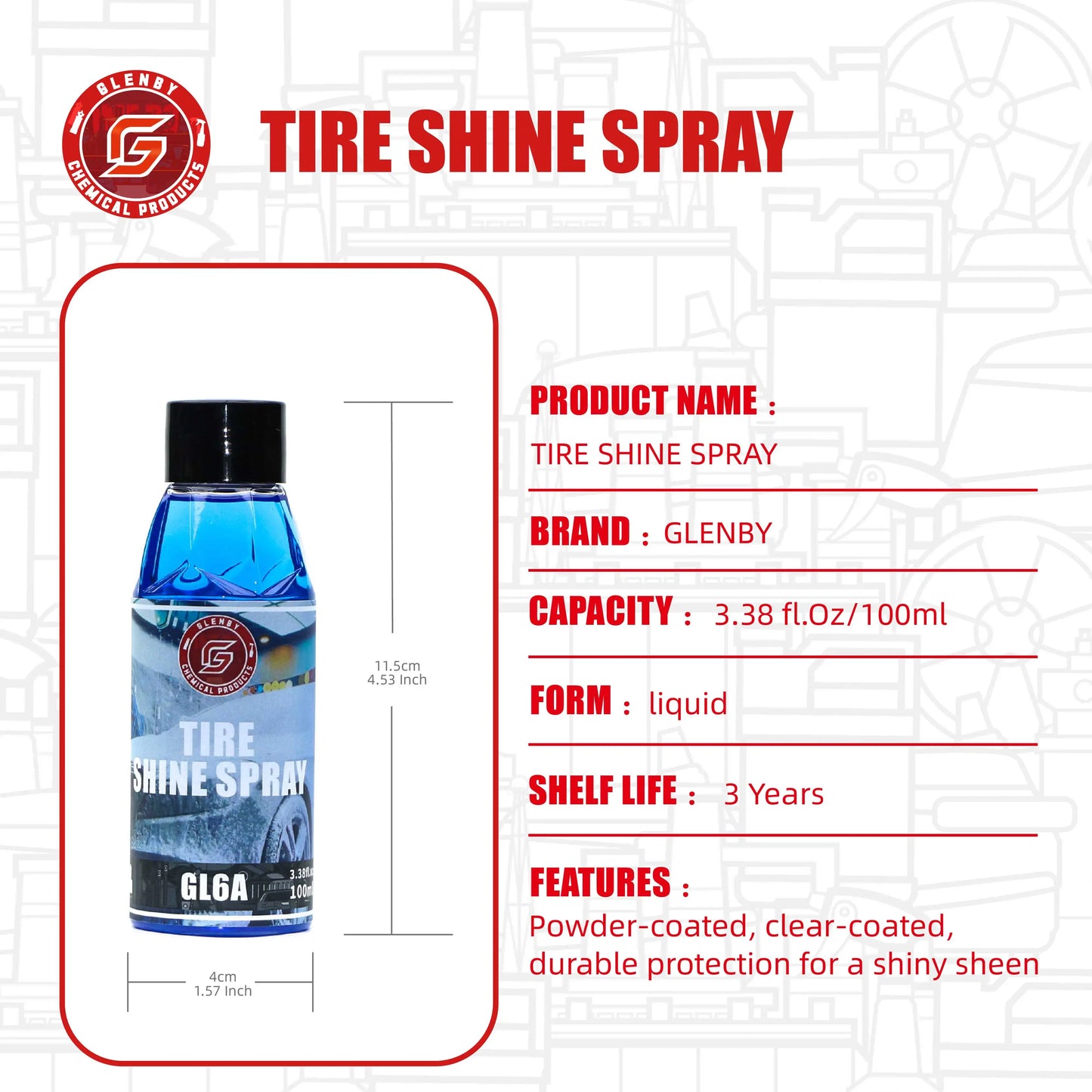 Get that deep black gloss with Wet Look Tire Shine!