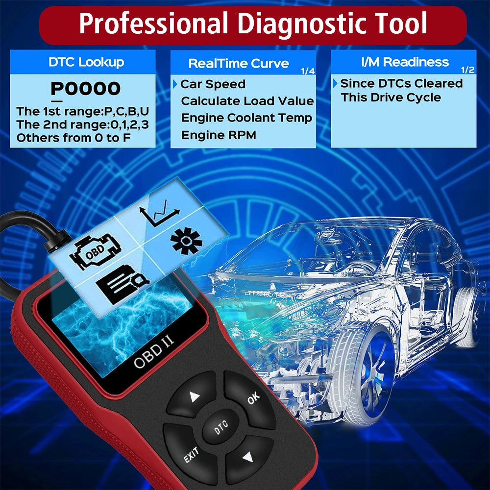 V100 OBD2 Scanner – Digital Display Car Diagnostic Tool