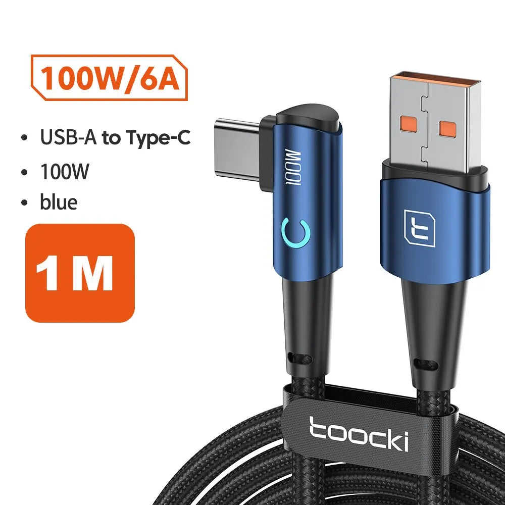 USB C Cable 90 Degree 100W 6A Fast Charging Cord