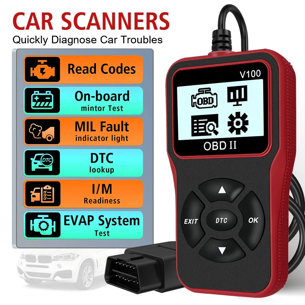 V100 OBD2 Scanner – Digital Display Car Diagnostic Tool