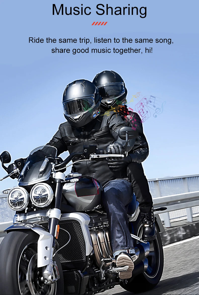 Q58 Bluetooth Motorcycle Helmet Intercom with LED & FM