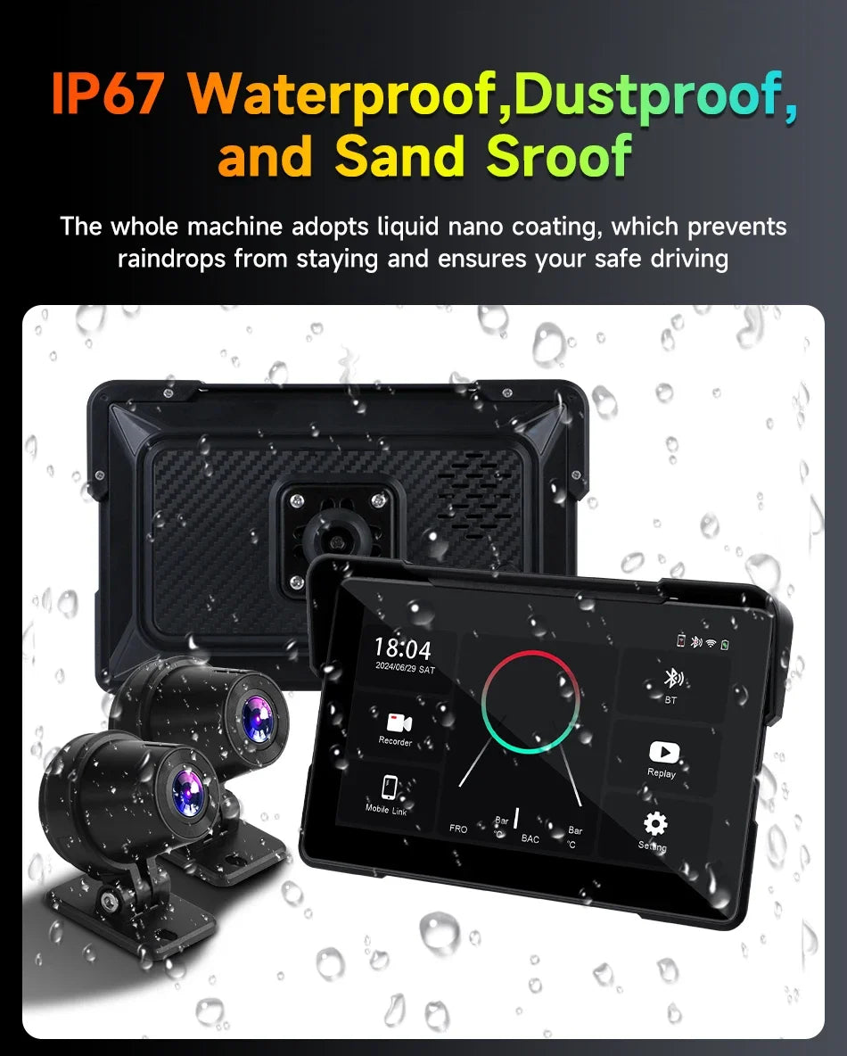 5‑7″ Waterproof Motorcycle CarPlay/Android Auto GPS