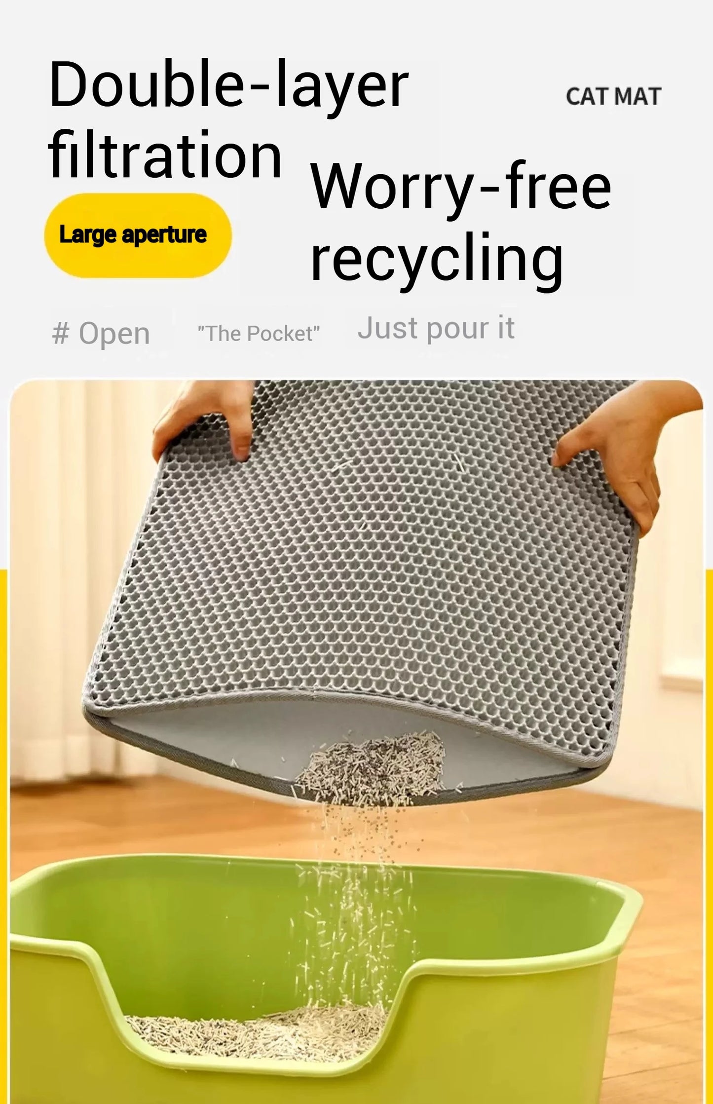 Large Cat Litter Mat – Waterproof & Double Layer for Easy Cleanup!