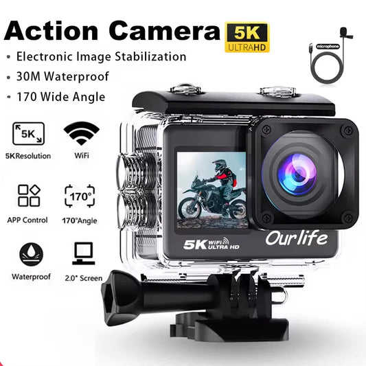 Shoot in ultra clarity with this 5K dual-screen action camera!