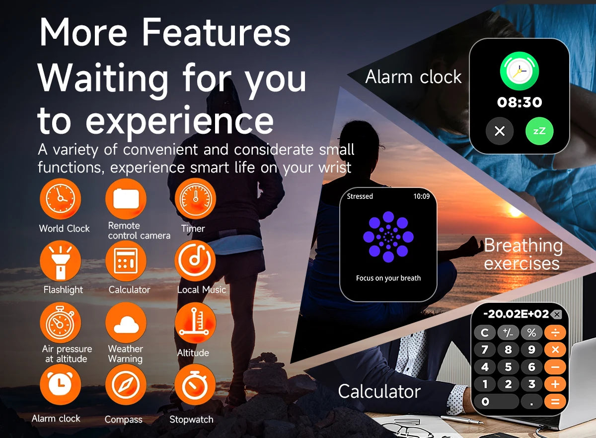 AMOLED Smart Watch with Flashlight & Compass