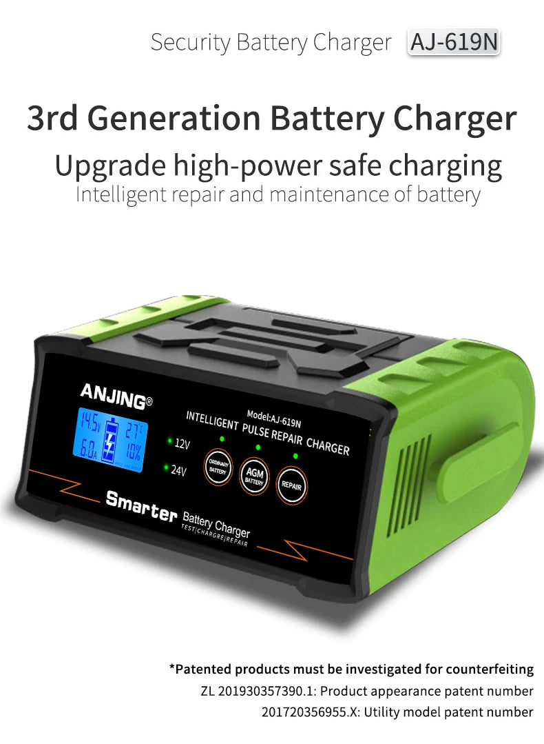 Smart 12V/24V Automatic Car Battery Charger