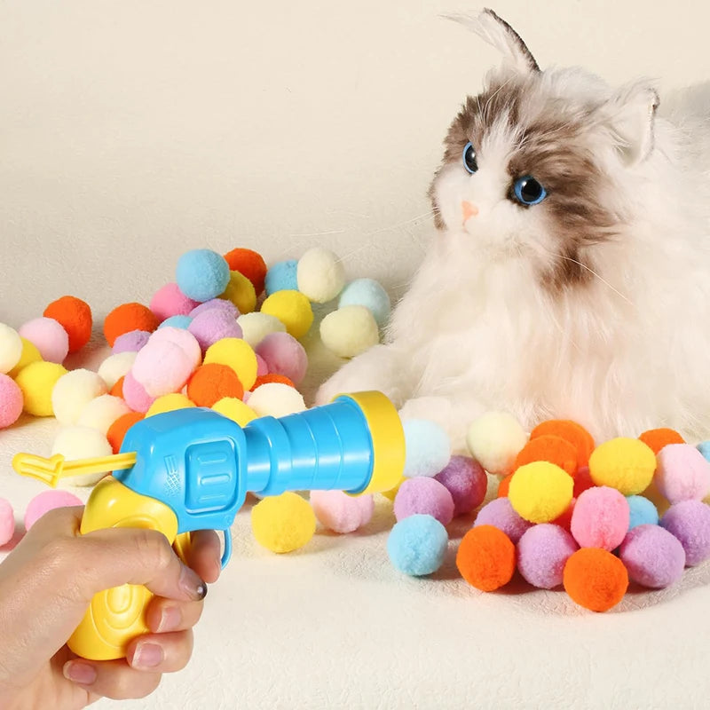 Interactive Cat Toy Mini Shooting Plush Ball