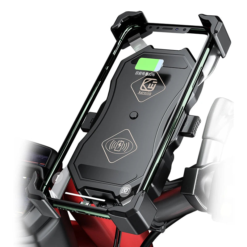 Motorcycle Phone Holder with Fast Wireless Charging