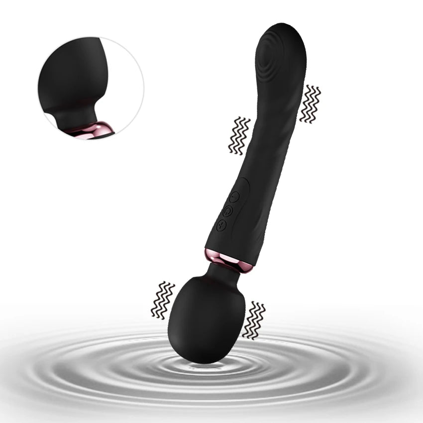 Powerful Dual Motor Silicone Dildo Vibrator Wand