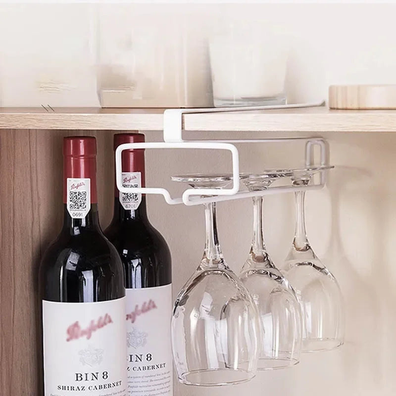 No Drilling Metal Wine Glass Holder – Under Cabinet Stemware Rack