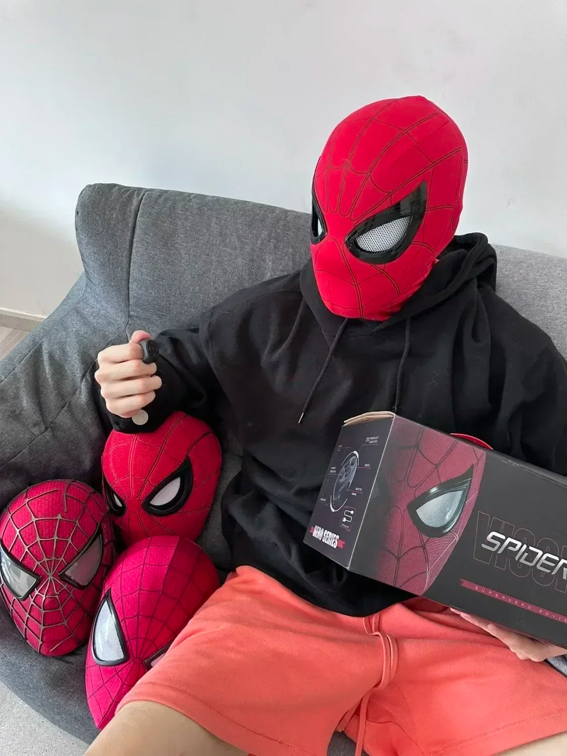 Spiderman Moving Eyes Mask – Remote Control Cosplay Toy