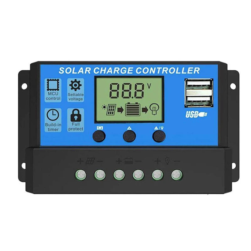 10A–100A Solar Charge Controller with LCD & USB