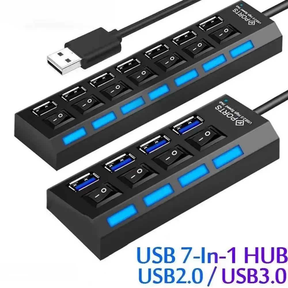 7-Port USB 2.0 Hub – Power Up Your Workflow