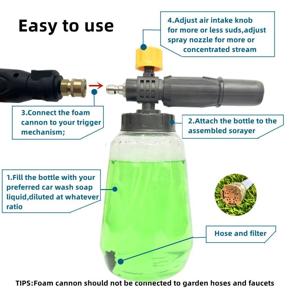 Foam Cannon 1000ML – Thick Foam, Pro-Level Clean!
