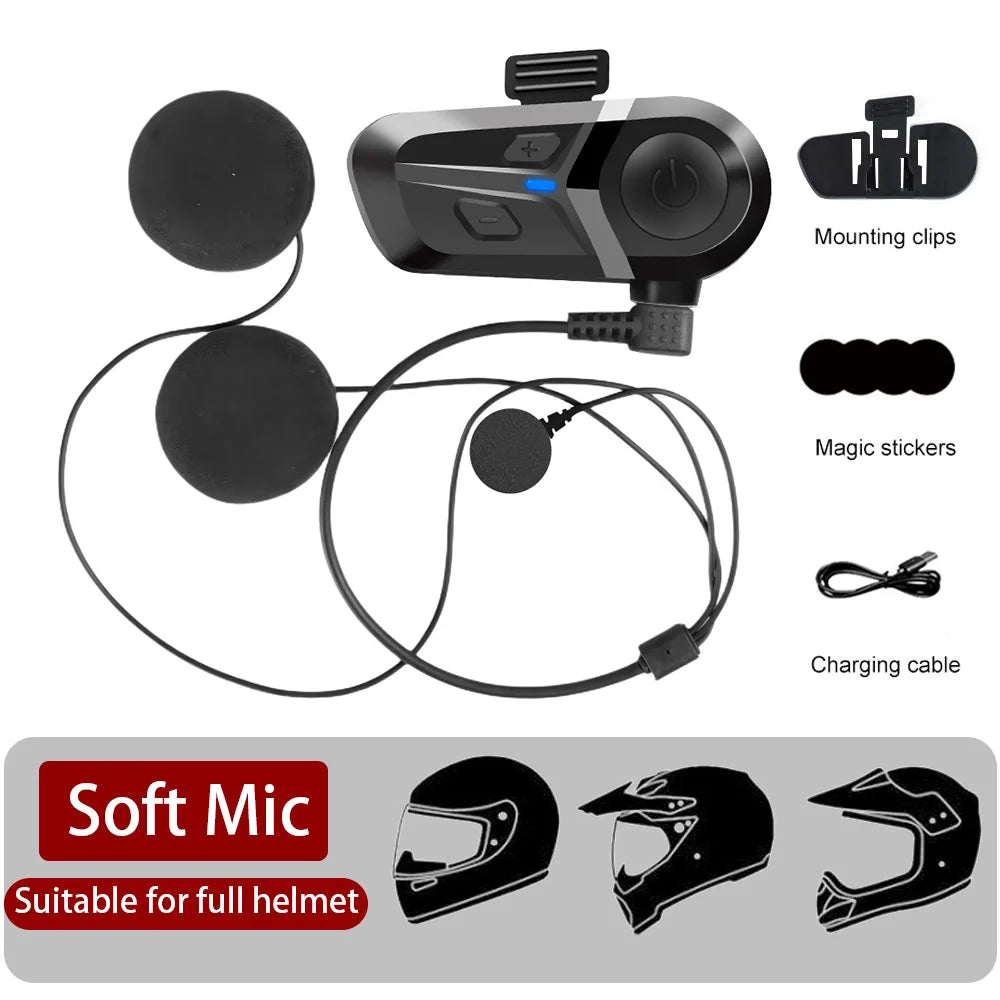 Bluetooth 5.3 Motorcycle Helmet Headset Waterproof