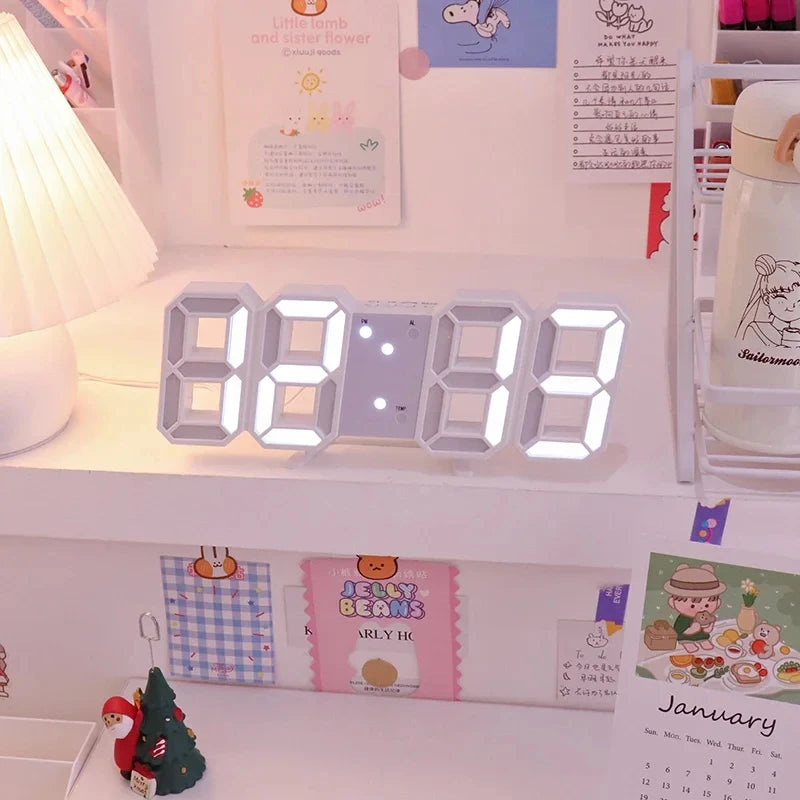 3D Digital Wall Clock Decoration for Home Glow Night Mode
