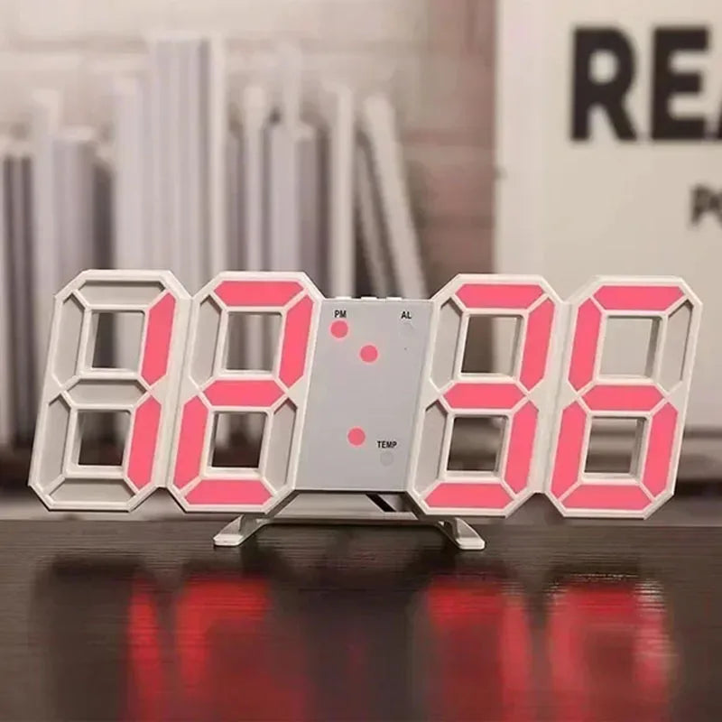 3D Digital Wall Clock Decoration for Home Glow Night Mode