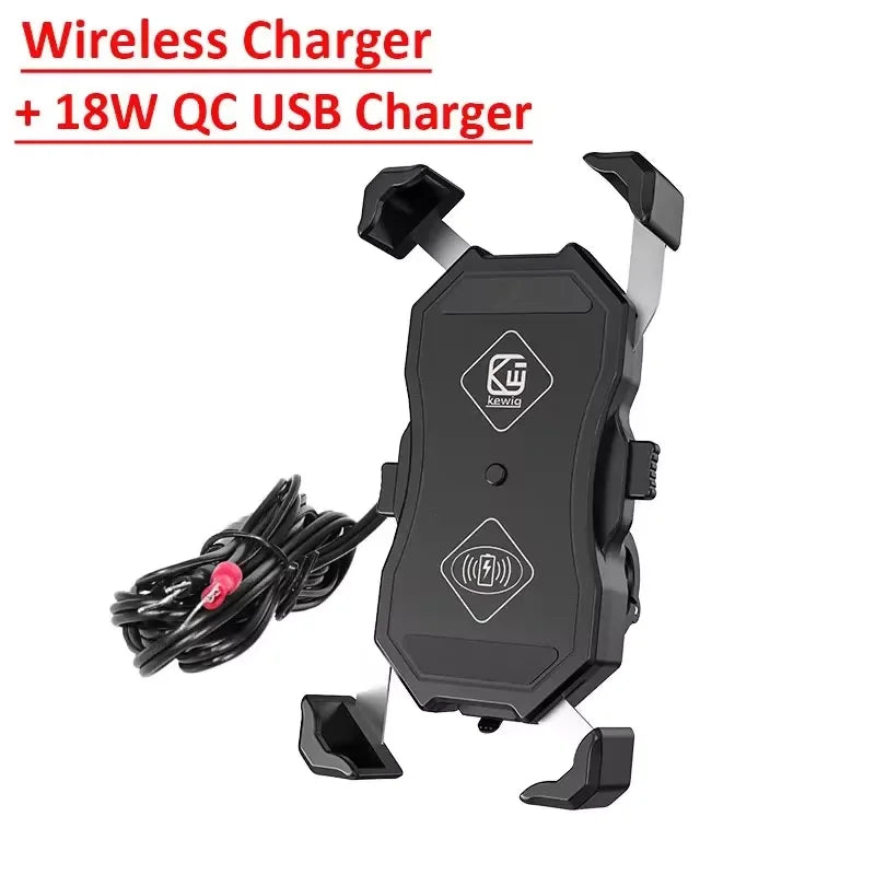 Motorcycle Phone Holder with Fast Wireless Charging