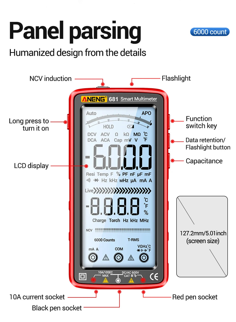 ANENG 681 Rechargeable Digital Multimeter Tester