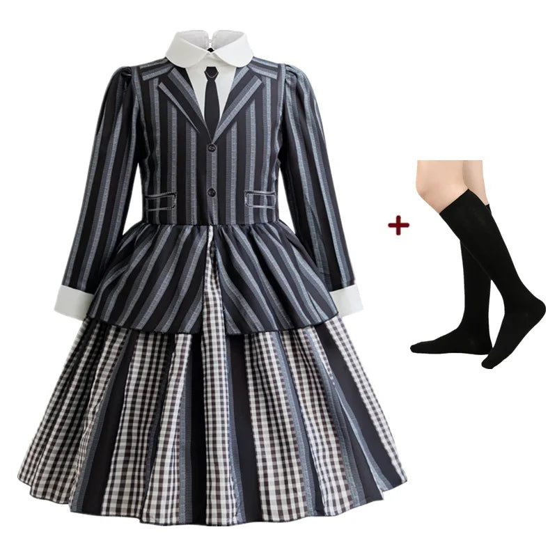 Children Wednesday Addams Gothic Costume