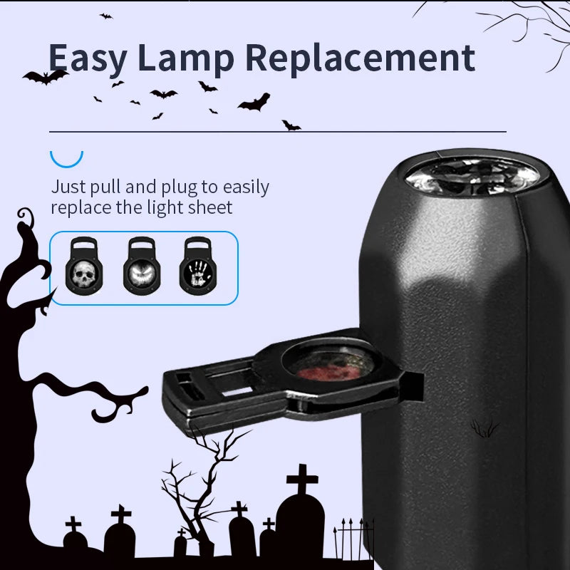 360° Rotating Halloween Skull LED Projector Light