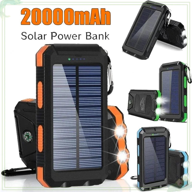 Solar Power Bank 20000mAh with LED Light