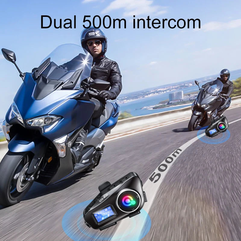 Q58 Bluetooth Motorcycle Helmet Intercom with LED & FM