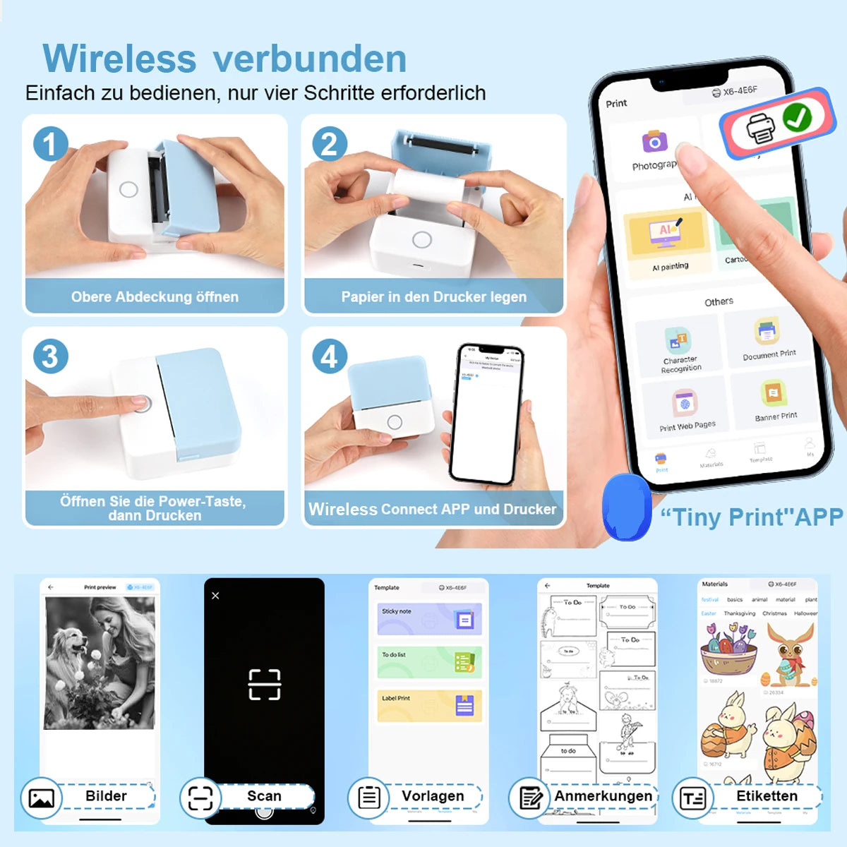 Mini Bluetooth Thermal Printer – Pocket-Sized & Inkless