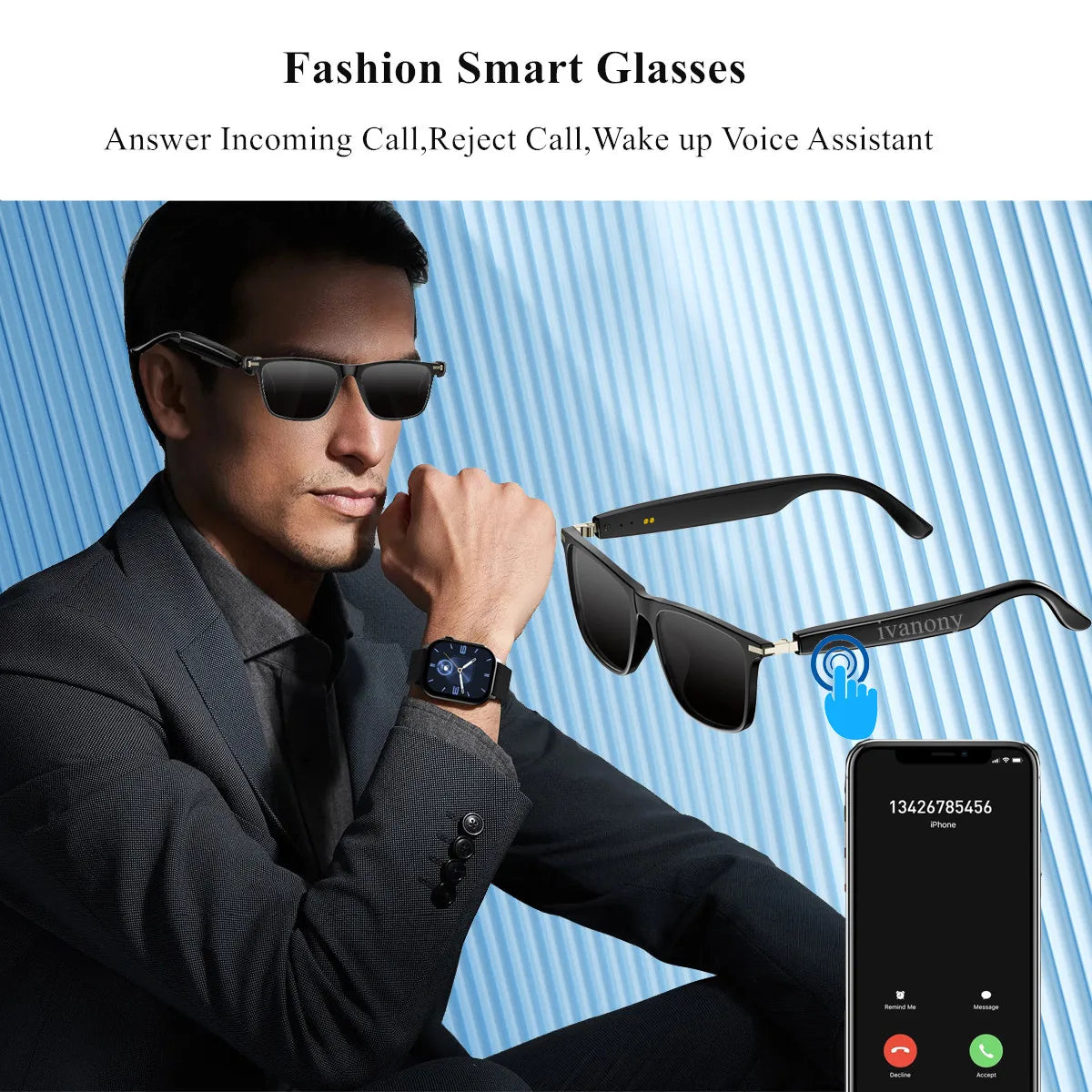 Waterproof Smart Glasses with Calling & Music