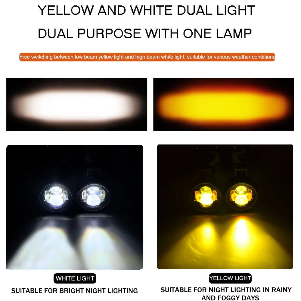 100W LED Motorcycle Fog Driving Lights Pair