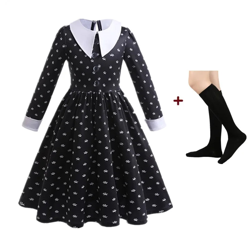 Children Wednesday Addams Gothic Costume