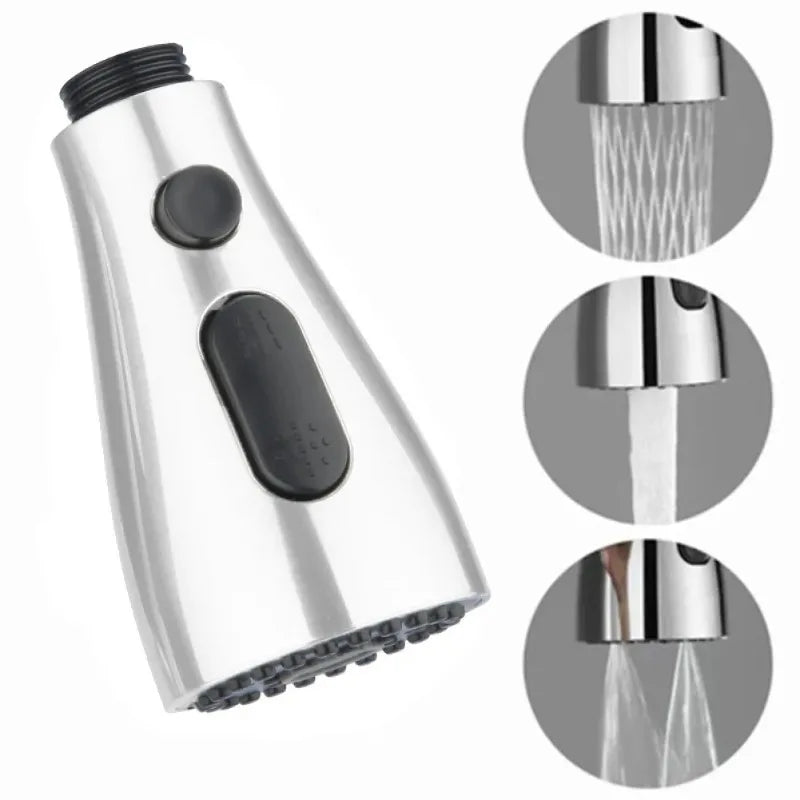 3-Mode Pull-Out Faucet Sprayer Head – Water-Saving Nozzle