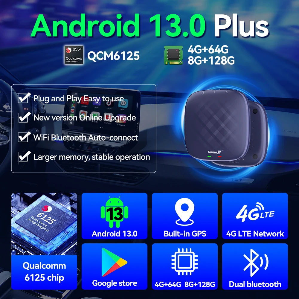 CarlinKit Android 13 AI Box – Wireless CarPlay with Smart TV Power!