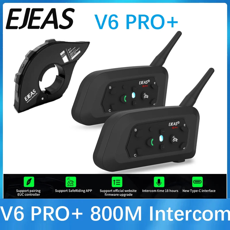 EJEAS V6 PRO+ Bluetooth Motorcycle Intercom 800M
