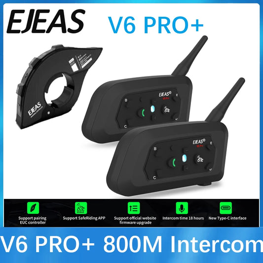 EJEAS V6 PRO+ Bluetooth Motorcycle Intercom 800M