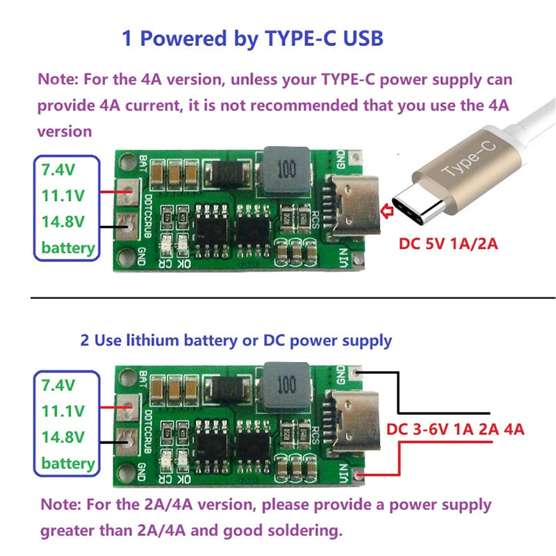 Multi-Cell 2S/3S/4S Type-C Boost Charger for LiPo Batteries