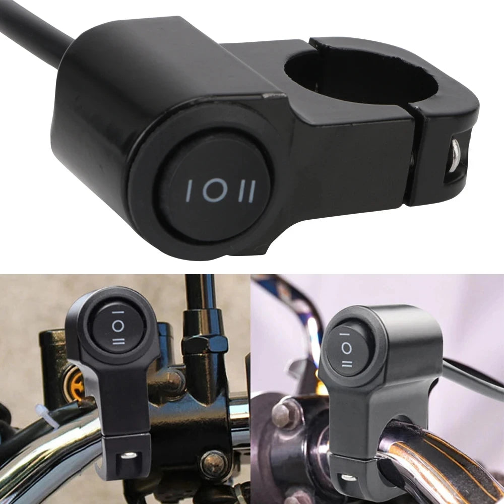 Universal 3-Way Motorcycle Light Switch with Clip