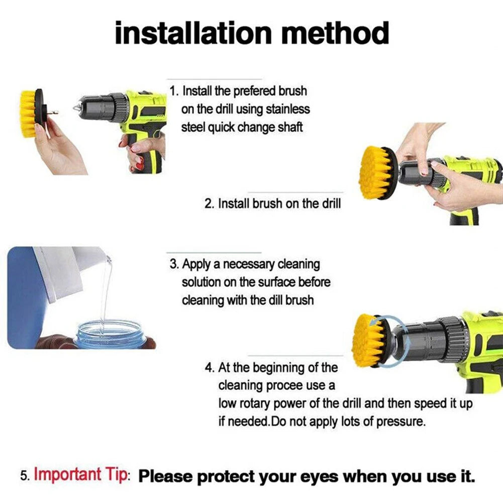 Drill Brush Attachment Cleaning Kit – 1-3 Sets for All Surfaces