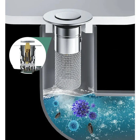 Press-Type Sink Drain Plug with Filter & Deodorizer