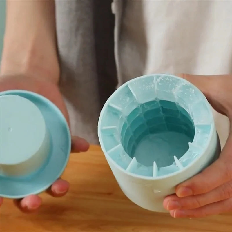 Mini Silicone Ice Cube Mold & Storage Bucket
