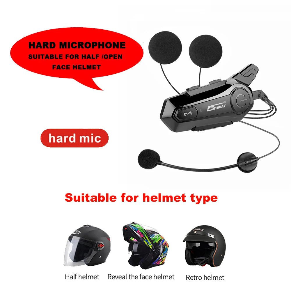 Bluetooth Motorcycle Helmet Intercom for 2 Riders