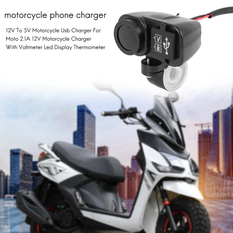 2X 12V to 5V Motorcycle USB Charger with Voltmeter